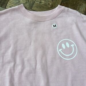 Girl Tribe Teacher Pink Crewneck Happy Face Sweatshirt Size Medium